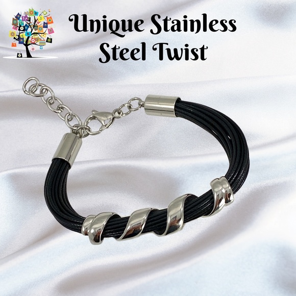 Jewelry - Stainless Steel Twist on Black Band